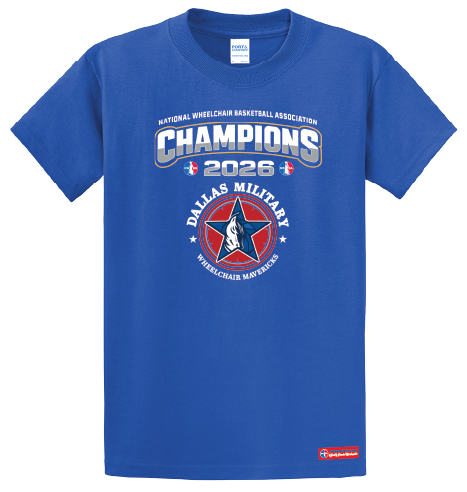 NWBA Officially Licensed – Dallas Military Wheelchair Mavericks – 2026 National Champions – Men’s Cotton Short Sleeve Tee