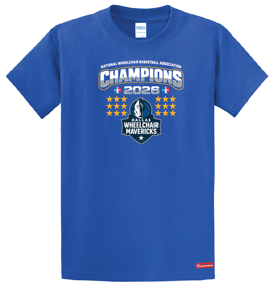 NWBA Officially Licensed – Dallas Wheelchair Mavericks – 2026 National Champions – Men’s Cotton Short Sleeve Tee