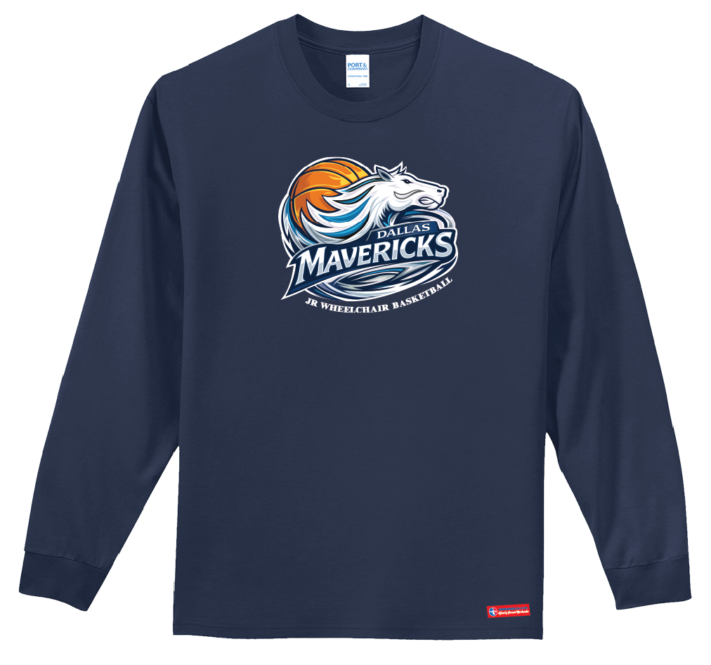 NWBA Officially Licensed - Dallas Jr Wheelchair  Mavericks - Men's - L/S T-Shirt - Cotton