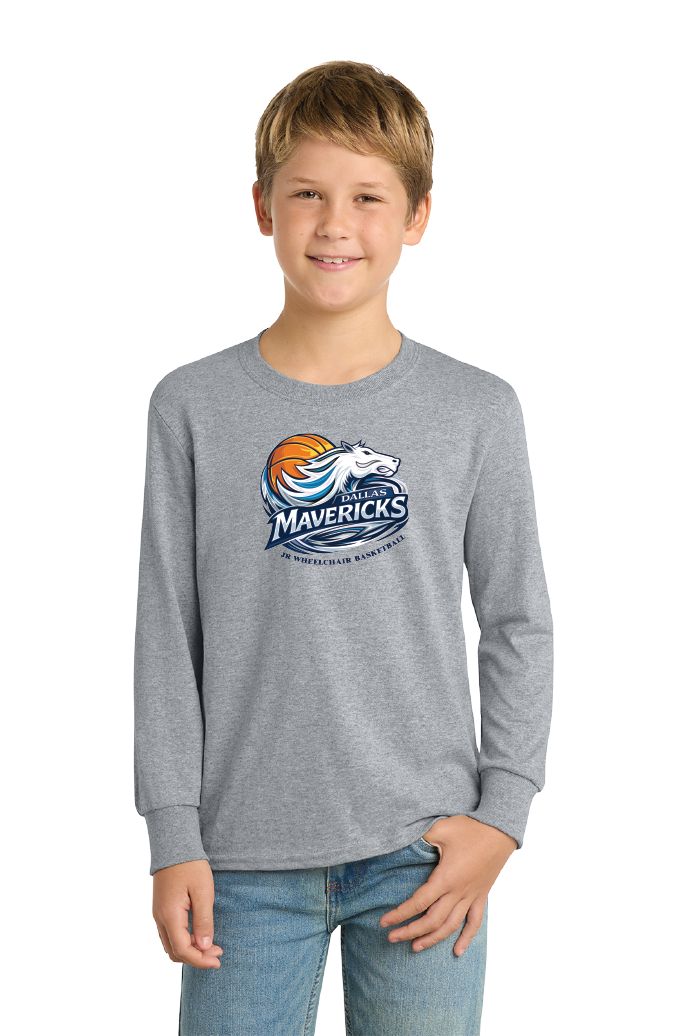 NWBA Officially Licensed - Dallas Jr Wheelchair Mavericks - Youth - L/S T-Shirt - Cotton