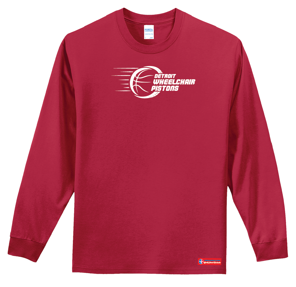 NWBA Officially Licensed - Detroit Wheelchair Pistons - Men's - L/S T-Shirt - Cotton