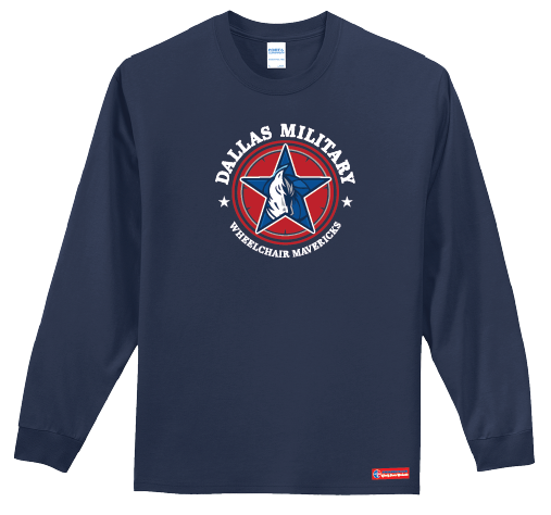 NWBA Officially Licensed - Dallas Military Wheelchair  Mavericks - Men's - L/S T-Shirt - Cotton