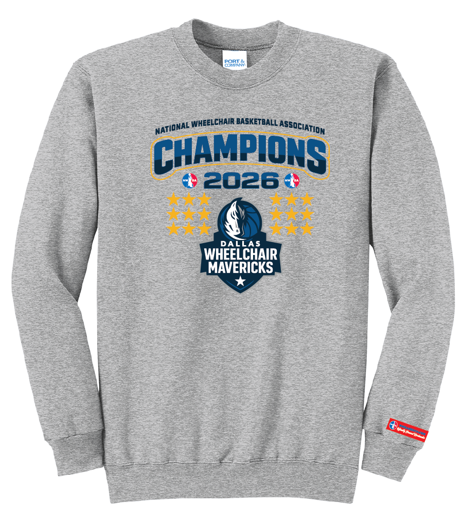 NWBA Officially Licensed – Dallas Wheelchair Mavericks – 2026 National Champions – Fleece Crewneck Sweatshirt – Full‑Front Print Edition