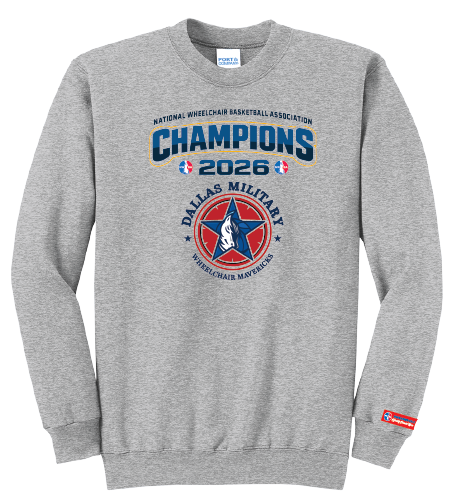 NWBA Officially Licensed – Dallas Military Wheelchair Mavericks – 2026 National Champions – Fleece Crewneck Sweatshirt – Full‑Front Print Edition