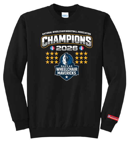 NWBA Officially Licensed – Dallas Wheelchair Mavericks – 2026 National Champions – Fleece Crewneck Sweatshirt – Full‑Front Print Edition
