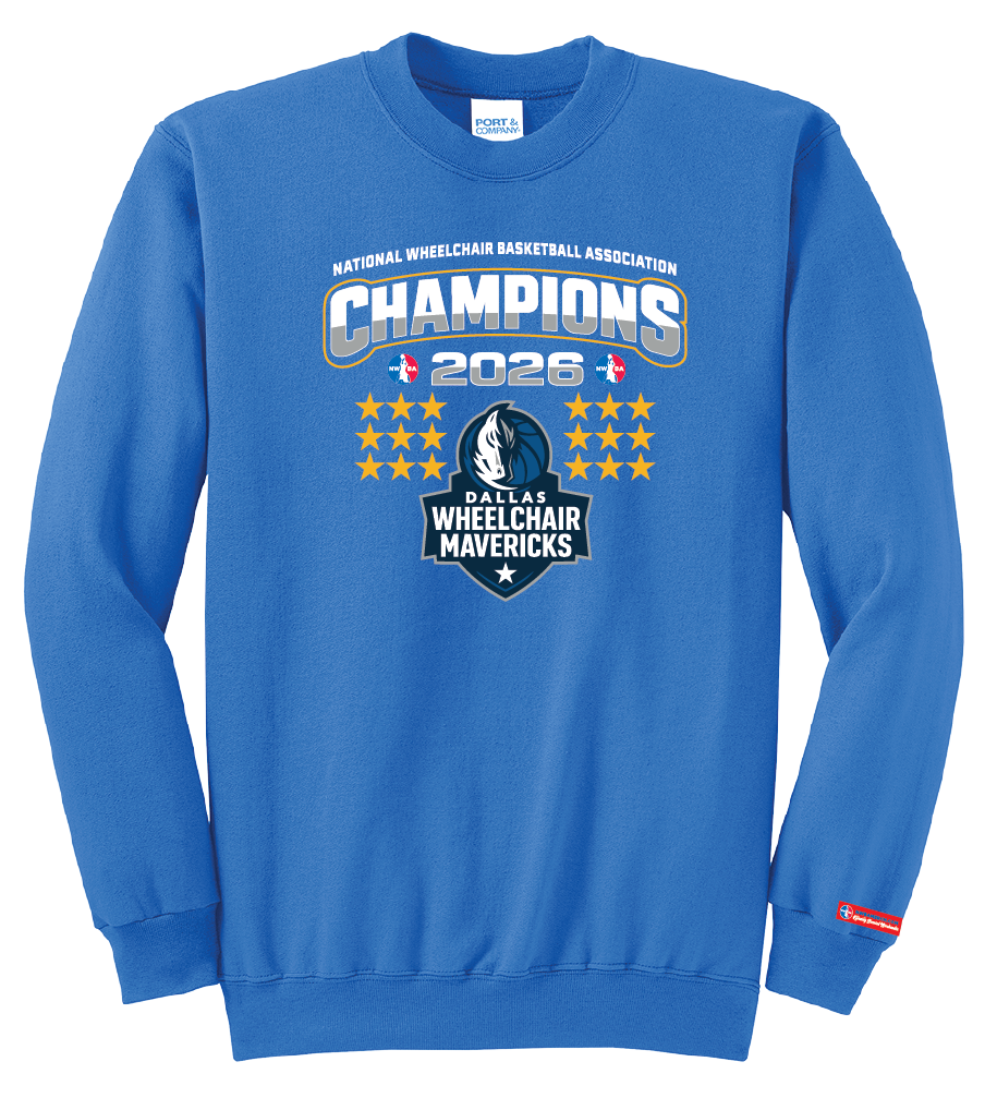NWBA Officially Licensed – Dallas Wheelchair Mavericks – 2026 National Champions – Fleece Crewneck Sweatshirt – Full‑Front Print Edition
