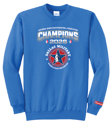 NWBA Officially Licensed – Dallas Military Wheelchair Mavericks – 2026 National Champions – Fleece Crewneck Sweatshirt – Full‑Front Print Edition