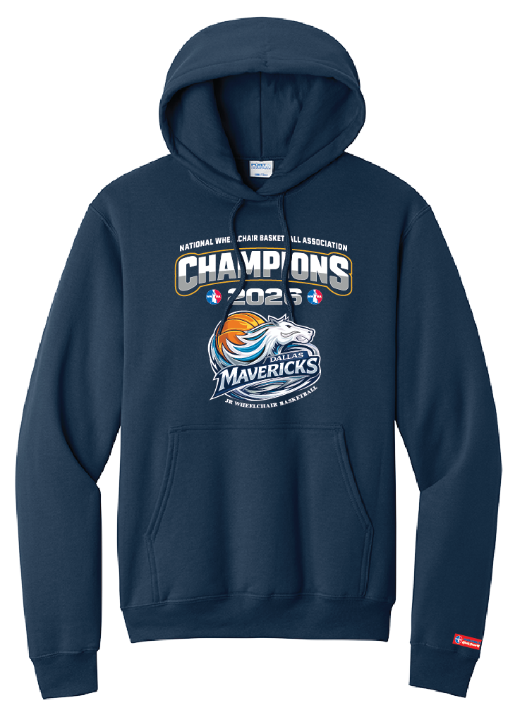 NWBA Officially Licensed – Dallas Jr Wheelchair Mavericks – 2026 National Champions – Men’s Fleece Pullover Hoodie – Full‑Front Print
