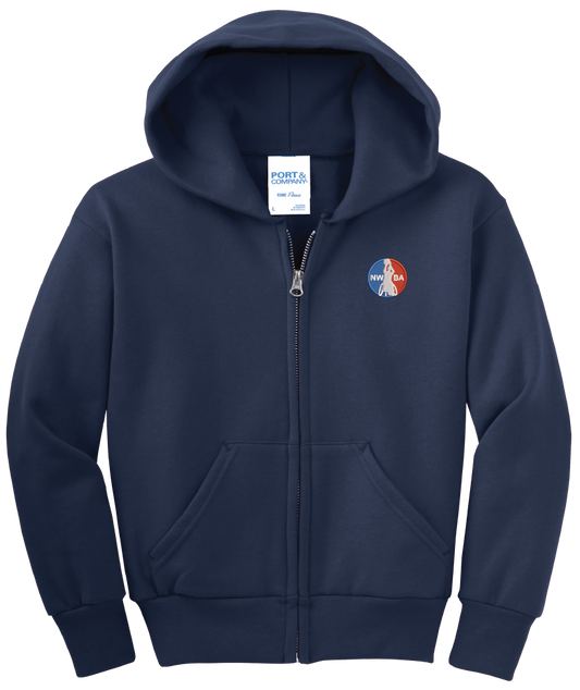 NWBA Officially Licensed - Embroidered Medallion Youth Full Zip Hoodie