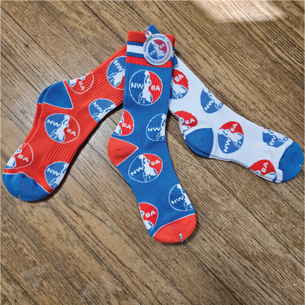 NWBA Officially Licensed - "3 Pack Athletic Crew Socks" - NWBA Medallion