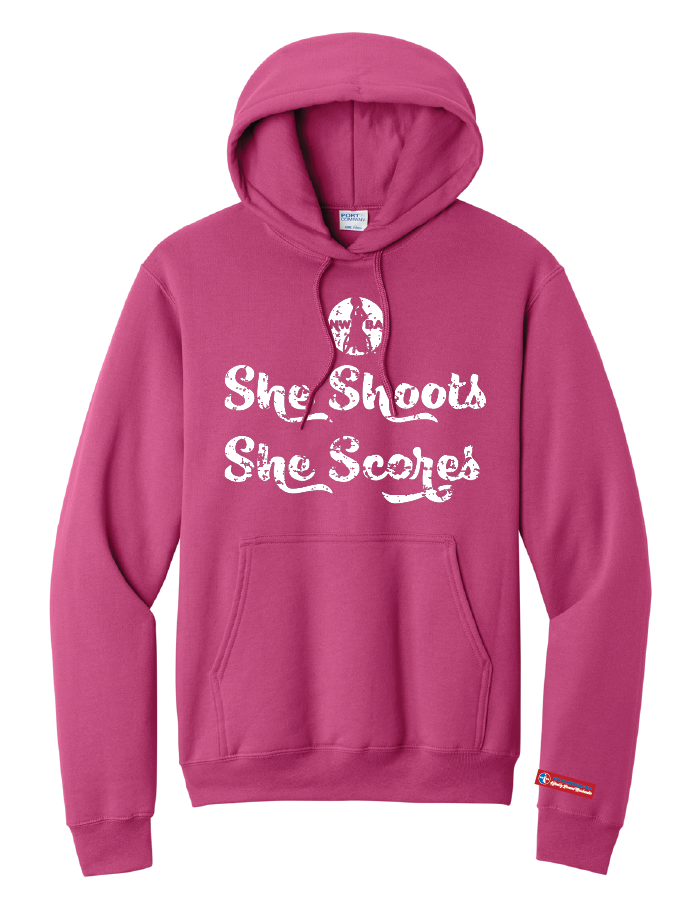 NWBA Officially Licensed - "SHE SHOOTS" Pullover Hooded Sweatshirt