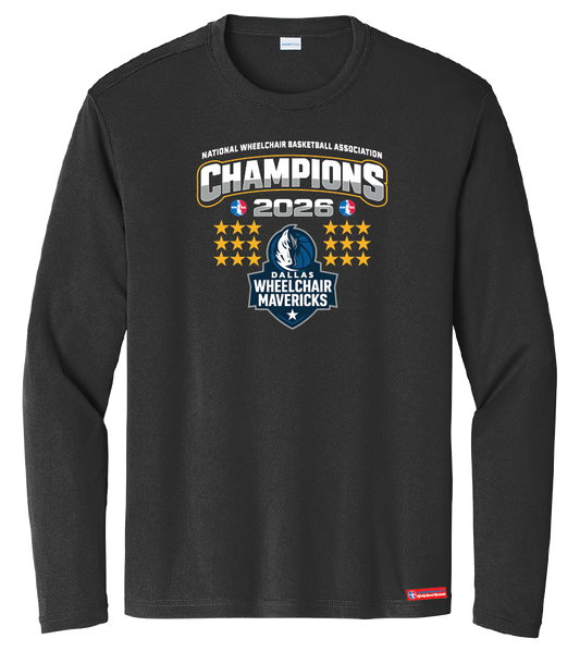 NWBA Officially Licensed – Dallas Wheelchair Mavericks – 2026 National Champions – Men’s Performance Long Sleeve Tee