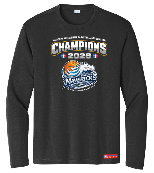 NWBA Officially Licensed – Dallas Jr Wheelchair Mavericks – 2026 National Champions – Men’s Performance Long Sleeve Tee