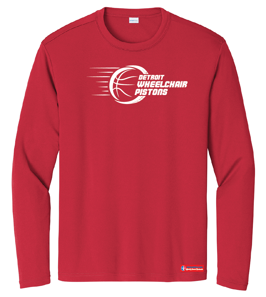 NWBA Officially Licensed - Detroit Wheelchair Pistons - Youth - L/S T-Shirt - Performance