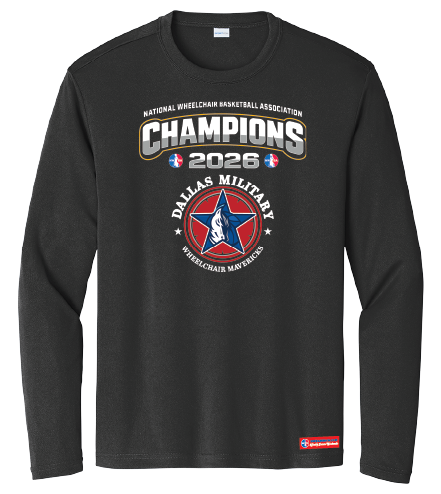 NWBA Officially Licensed – Dallas Military Wheelchair Mavericks – 2026 National Champions – Men’s Performance Long Sleeve Tee