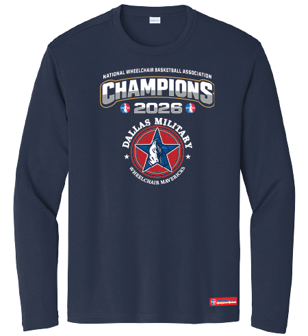 NWBA Officially Licensed – Dallas Military Wheelchair Mavericks – 2026 National Champions – Men’s Performance Long Sleeve Tee