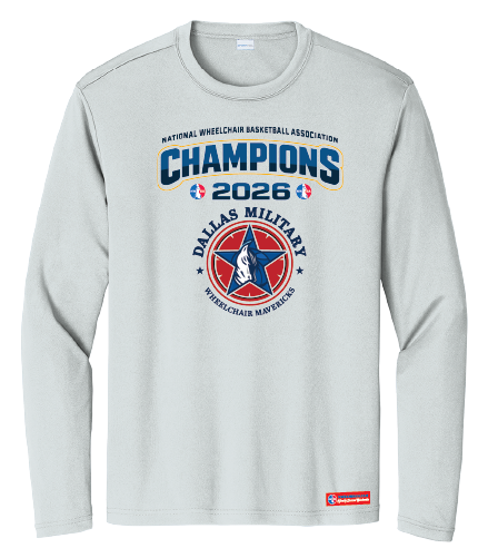 NWBA Officially Licensed – Dallas Military Wheelchair Mavericks – 2026 National Champions – Men’s Performance Long Sleeve Tee