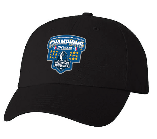 NWBA Officially Licensed – Dallas Wheelchair Mavericks – 2026 National Champions – Dad Style Cap – Woven Patch Edition