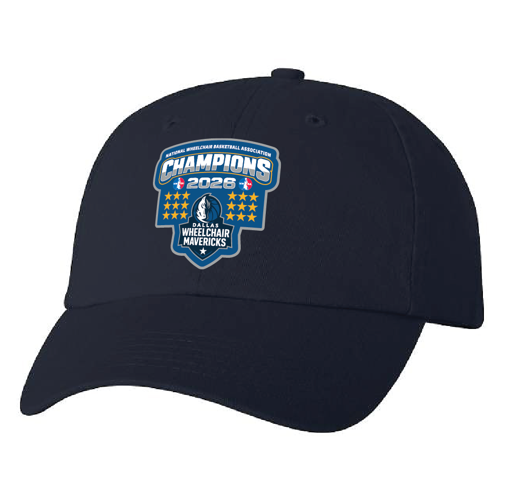 NWBA Officially Licensed – Dallas Wheelchair Mavericks – 2026 National Champions – Dad Style Cap – Woven Patch Edition